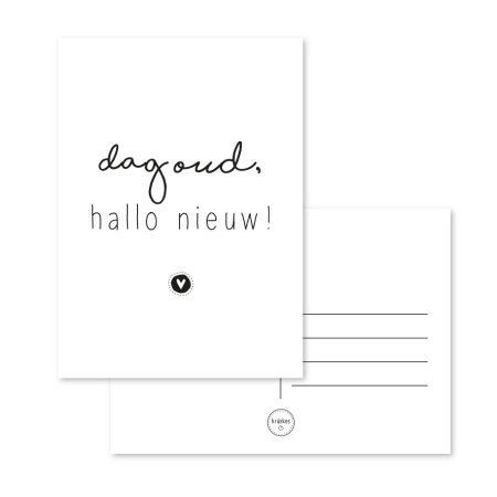 Kaart Dag Oud, Hallo Nieuw – Zwart/wit – A6 Kaarten