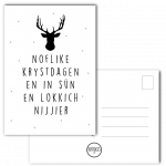 Kerstkaart Noflike Krystdagen en in Sûn en Lokkich Nijjier - Zwart/wit - A6