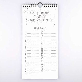 Februari van smalle Friese verjaardagskalender - Krúskes.nl