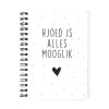 Voorkant Friese notitieboekje - Hjoed is alles mooglik - Wit - A6 - Krúskes.nl