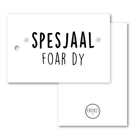 Cadeaulabel Spesjaal Foar Dy - Zwart/wit