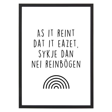 Poster As It Reint met lijst - Zwart wit - A4 - Krúskes.nl