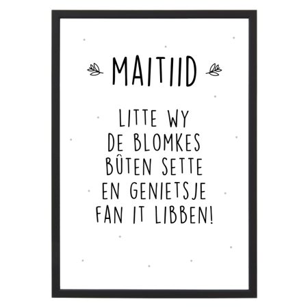 Poster Maitiid met lijst - Zwart wit - A4 - Krúskes.nl