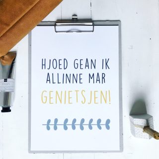 Hjoed gean ik allinne mar genietsjen