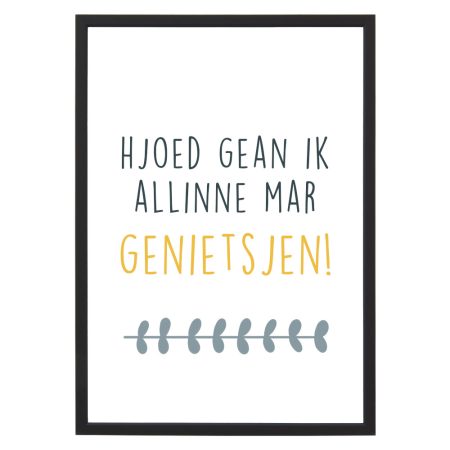 Poster - Hjoed gean ik allinne mar genietsjen - Lijst - Krúskes