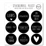 Stickervel Feest - Zwart/wit - 9 stickers