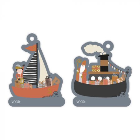 Sint Cadeaulabel Duo – Pakjesboot Cadeaulabels