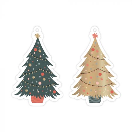 Kerst Cadeaulabel Duo – Kerstboompjes Cadeaulabels