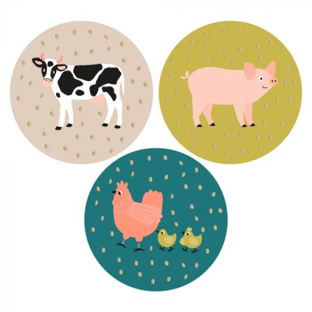 Stickers – Boerderijdieren – 3 stuks Stickers