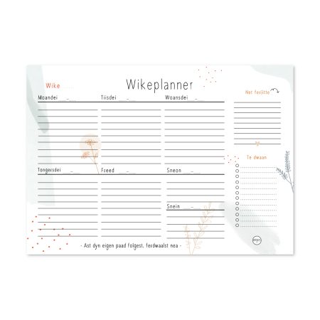 Wikeplanner – Gekleurd – A4 – Friese weekplanner Kadotips