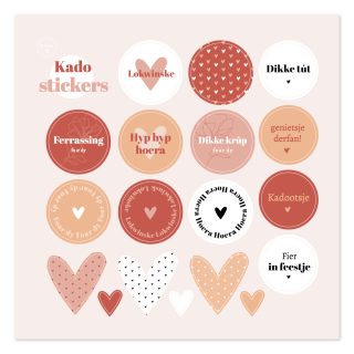 Kado stickers – gekleurd Fries valentijnscadeau