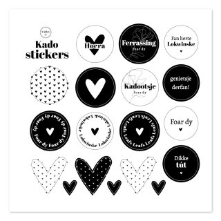 Kado stickers – zwart/wit Fries valentijnscadeau