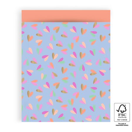 Cadeauzakken - Hartjes Duo goud - 5 stuks - 27 x 34 cm