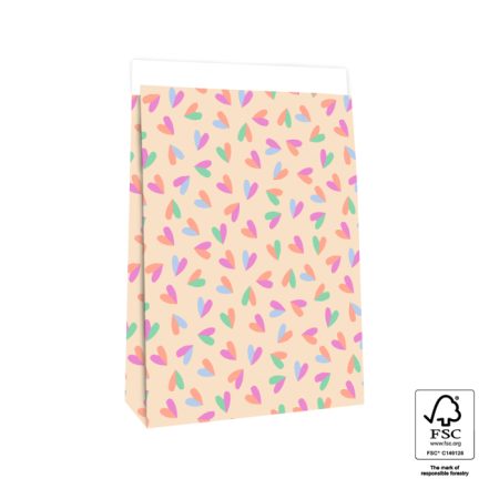 Blokbodemzakken - Hartjes Duo Multi - 5 stuks - 27 x 15 x 34 cm