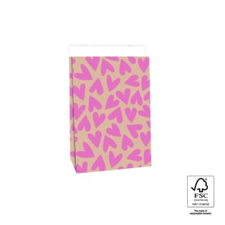 Blokbodemzakken - Big Hearts - 5 stuks - 17 x 10 x 25 cm