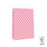 Blokbodemzakken - Ruitjes Roze/Peach - 5 stuks - 27 x 15 x 34 cm