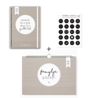 Voordeelset - Taupe - Agenda, Familieplanner & Stickervel