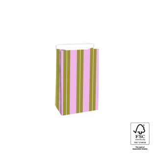 Blokbodemzakken - Stripes Pink - 5 stuks - 12 x 7 x 19 cm