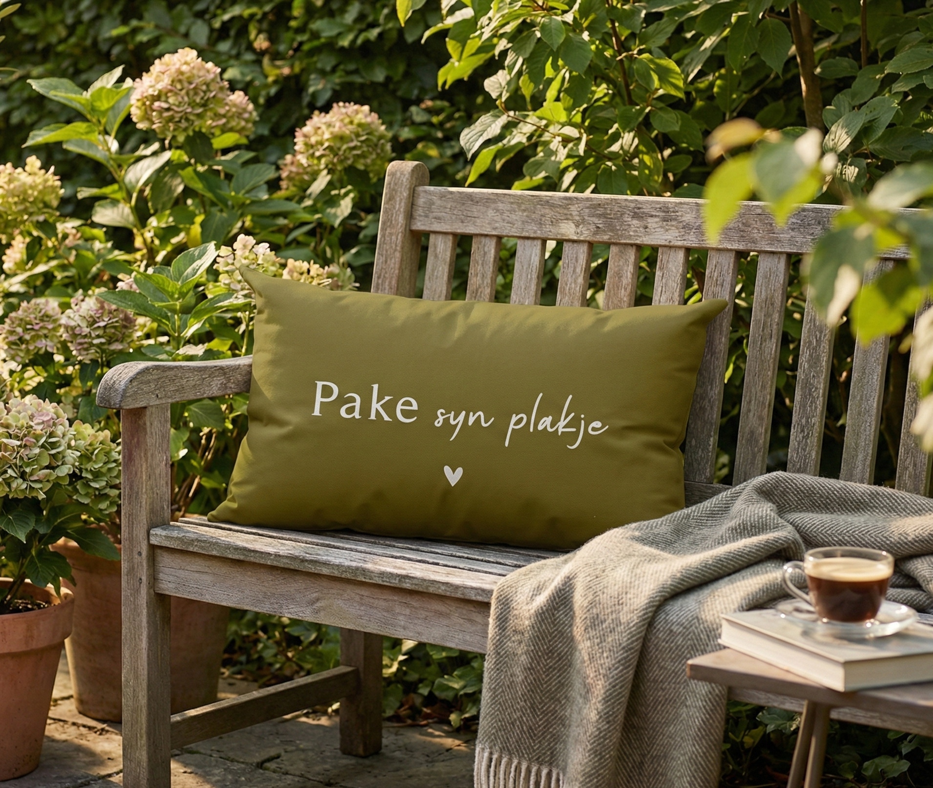 Buitenkussen 'Pake syn plakje' - 50x30 cm - Afbeelding 2