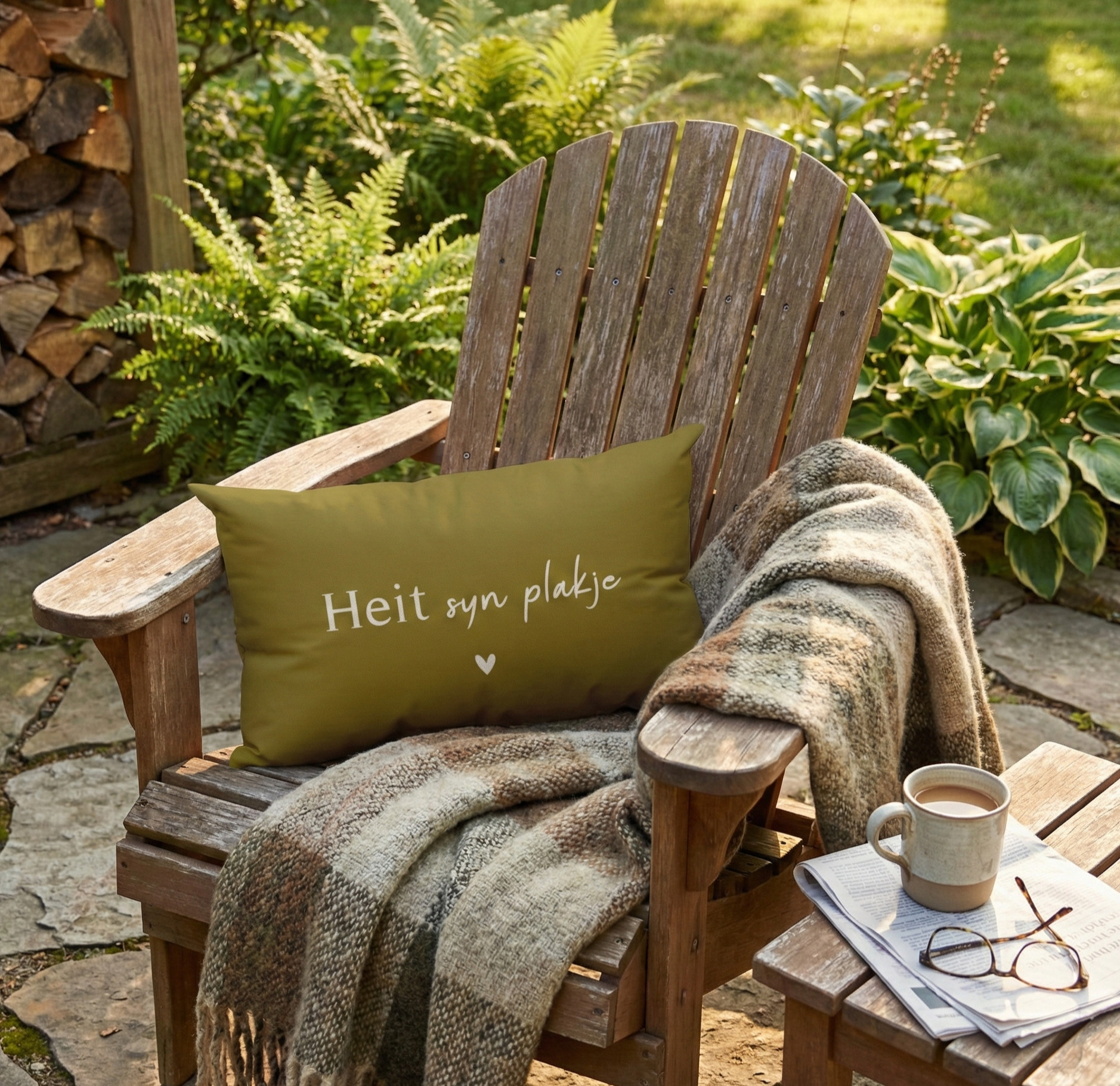 Buitenkussen 'Heit syn plakje' - 50x30 cm - Afbeelding 2